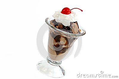 Chocolate Ice Cream Sundae Stock Photo