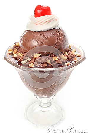 Chocolate Ice Cream Sundae Dessert Stock Photo