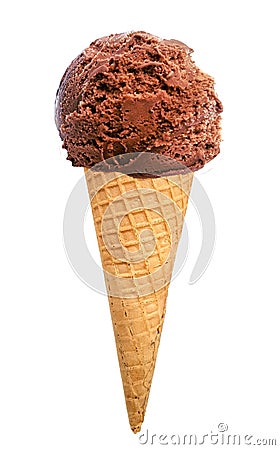 Chocolate ice cream in waffle cone Stock Photo