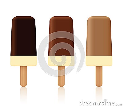 Chocolate Ice Lolly Dark Light Milk Vector Illustration