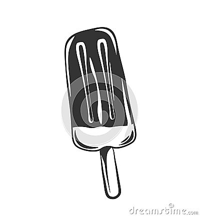 Chocolate Icecream on a stick. Vector Illustration. Vector Illustration