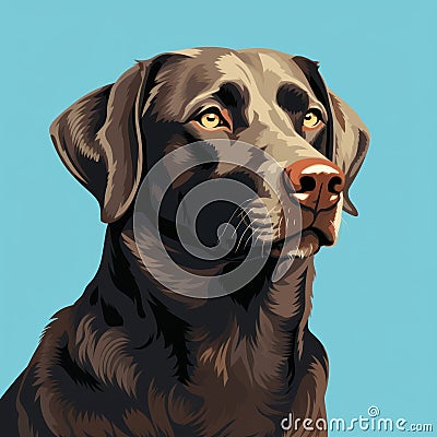 Artistic 8bit Labrador Retriever Illustration On Colored Background Cartoon Illustration