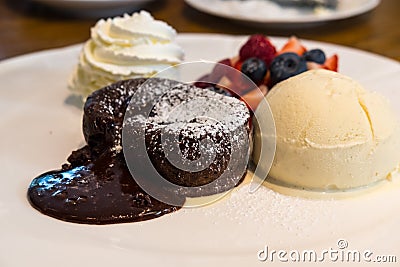 Chocolate lava dessert Stock Photo