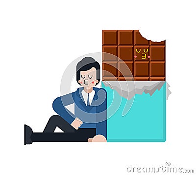 Chocolate lover. Romantic relationship with a chocolate bar. Sweet love Vector Illustration