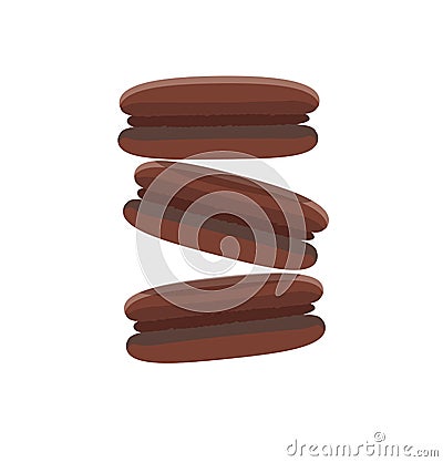 Chocolate Macaroons. Illustration iIsolated on white background. Vector delicious sweets. Design from the cafe Vector Illustration