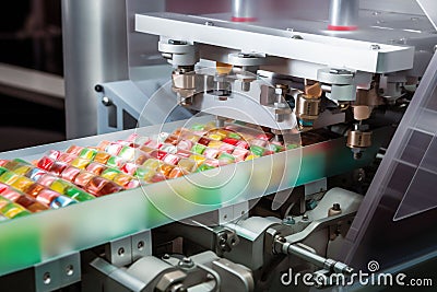 chocolate manufacture industry factory delicious production candy confectionery sweet food. Generative AI. Stock Photo