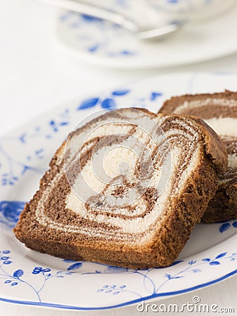 Chocolate Marble Maderia cake Stock Photo