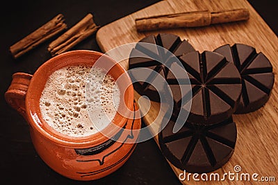 Chocolate mexicano, cup of mexican chocolate from oaxaca mexico Stock Photo