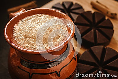 Chocolate mexicano, cup of mexican chocolate traditional from oaxaca mexico Stock Photo