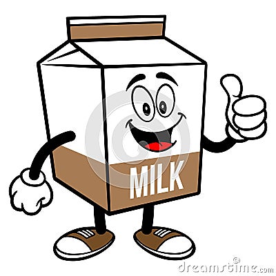 Chocolate Milk Carton Mascot with Thumbs Up Vector Illustration