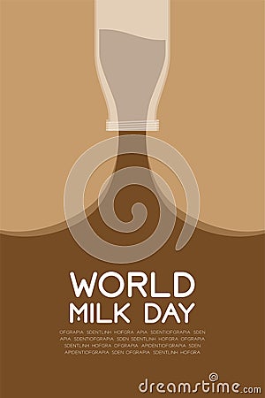 Chocolate Milk flavour bottle pouring, World Milk Day concept flat design illustration Vector Illustration