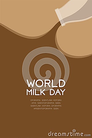 Chocolate Milk flavour bottle pouring, World Milk Day concept flat design illustration Vector Illustration