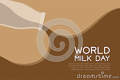 Chocolate Milk flavour bottle pouring, World Milk Day concept flat design illustration Vector Illustration