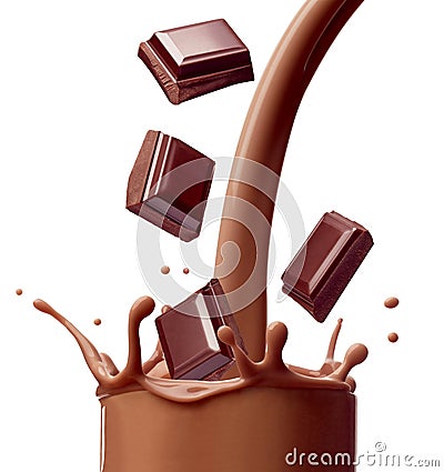 Chocolate milk splash drink beverage dairy drop Stock Photo