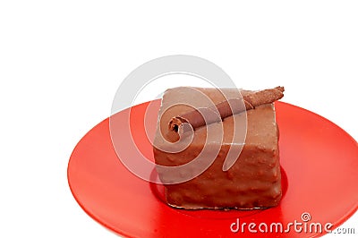 Chocolate mini-cake on plate Stock Photo