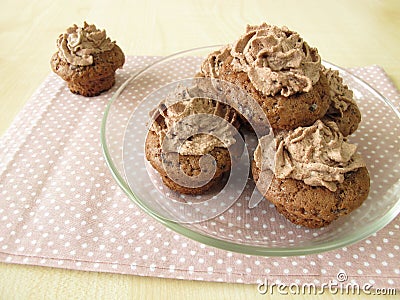 Chocolate mini-cupcakes Stock Photo