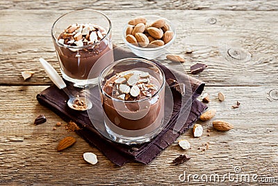 Chocolate Mousse with Almond Stock Photo