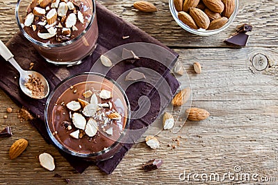Chocolate Mousse with Almond Stock Photo