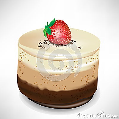 Chocolate mousse cake with strawberry Vector Illustration