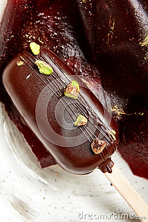 Chocolate mousse dessert close up Stock Photo