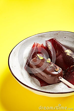 Chocolate mousse dessert close up Stock Photo