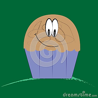 Chocolate muffin. Cartoon Illustration