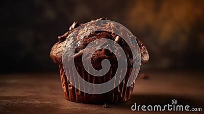 Chocolate muffin on a dark background Stock Photo