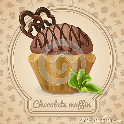 Chocolate muffin poster Vector Illustration