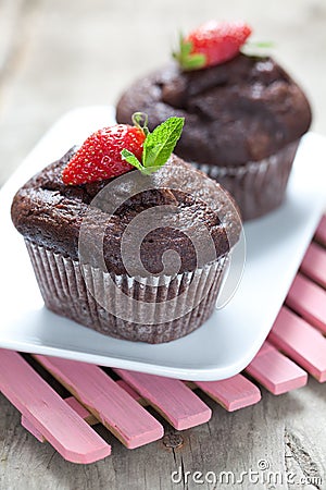 Chocolate muffins Stock Photo