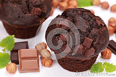 Chocolate Muffins Stock Photo