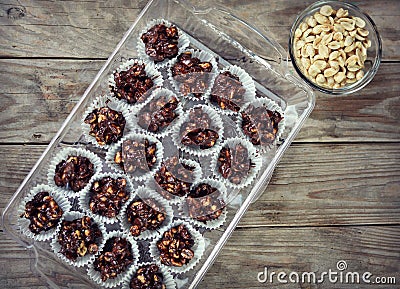 Chocolate Nut Clusters Stock Photo