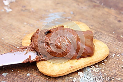 Chocolate nutella with biscuits Stock Photo