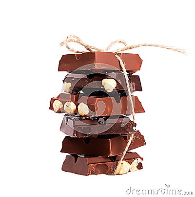 Chocolate with nuts isolated Stock Photo