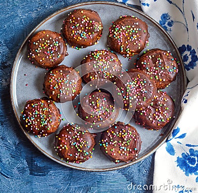 Chocolate nutty bites - truffles made with sprinkles Stock Photo