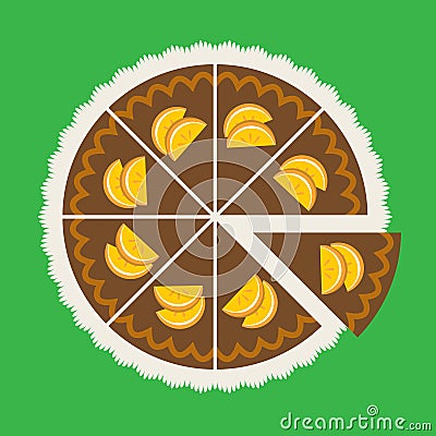 Chocolate orange Cake Vector Illustration