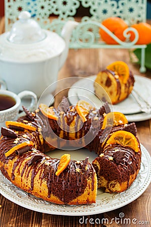 Chocolate orange cake Stock Photo