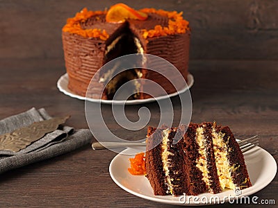 Chocolate orange cake Stock Photo