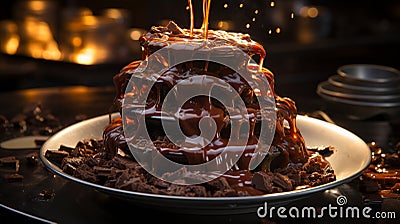 chocolate pancakes generated AI Stock Photo