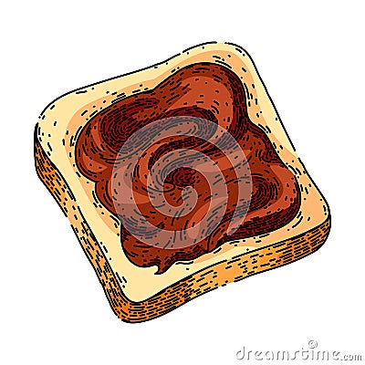 chocolate paste toast sketch hand drawn vector Vector Illustration