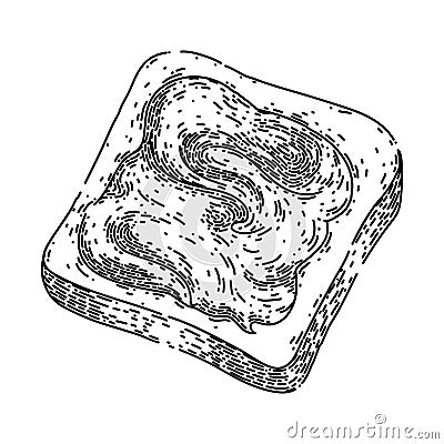 chocolate paste toast sketch hand drawn vector Vector Illustration