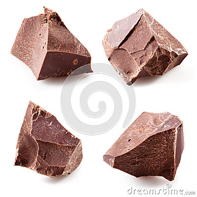 Chocolate pieces isolated. Collection. Stock Photo