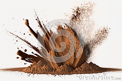 Chocolate powder splashed with water Stock Photo