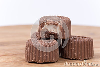 Chocolate praline cookies on the wooden board Stock Photo