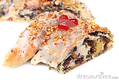 Chocolate pretzel with almond Stock Photo