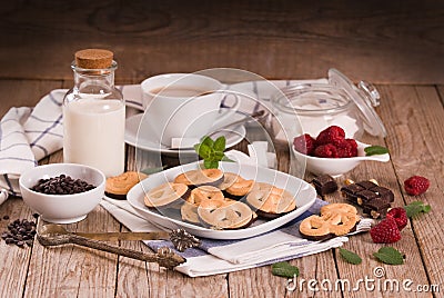 Chocolate pretzel cookies. Stock Photo