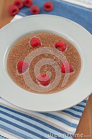 Chocolate Quinoa Milk Rice Pudding Stock Photo