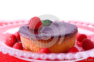 Chocolate Raspberry Tart Stock Photo