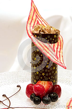 Chocolate Raspberry Tower Stock Photo