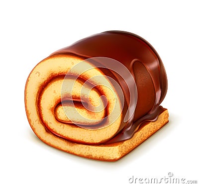 Chocolate roll cake Vector Illustration