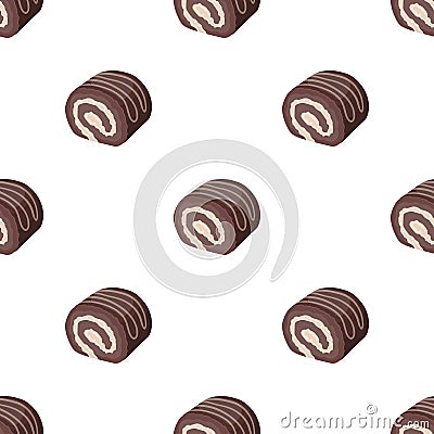 Chocolate roulade icon in cartoon style isolated on white background. Chocolate desserts symbol stock vector Vector Illustration
